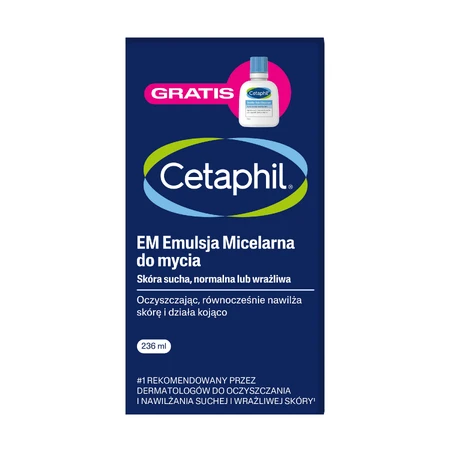 Cetaphil EM, мицеллярная эмульсия для умывания, 236 мл + мицеллярная эмульсия для умывания, мини-продукт, 29 мл бесплатно: цены и характеристики