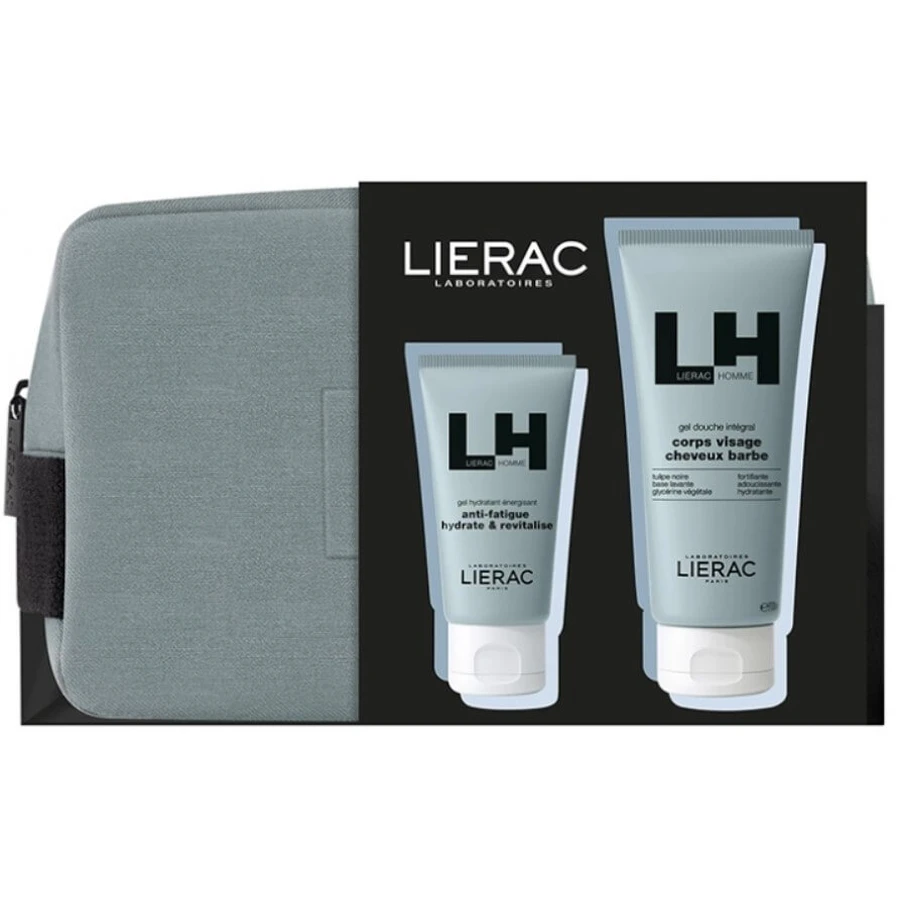 Набір Lierac Homme: Гель для обличчя Energizing Moisturizing Gel, 50 мл + Гель для душу Integral Shower Gel, 200 мл у косметичці: ціни та характеристики