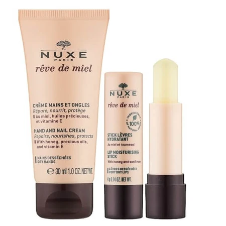 Набір Nuxe Reve de Miel: Крем для рук і нігтів Hand And Nail Cream, 30 мл + Бальзам для губ Lip Moisturizing Stick, 4 г: ціни та характеристики