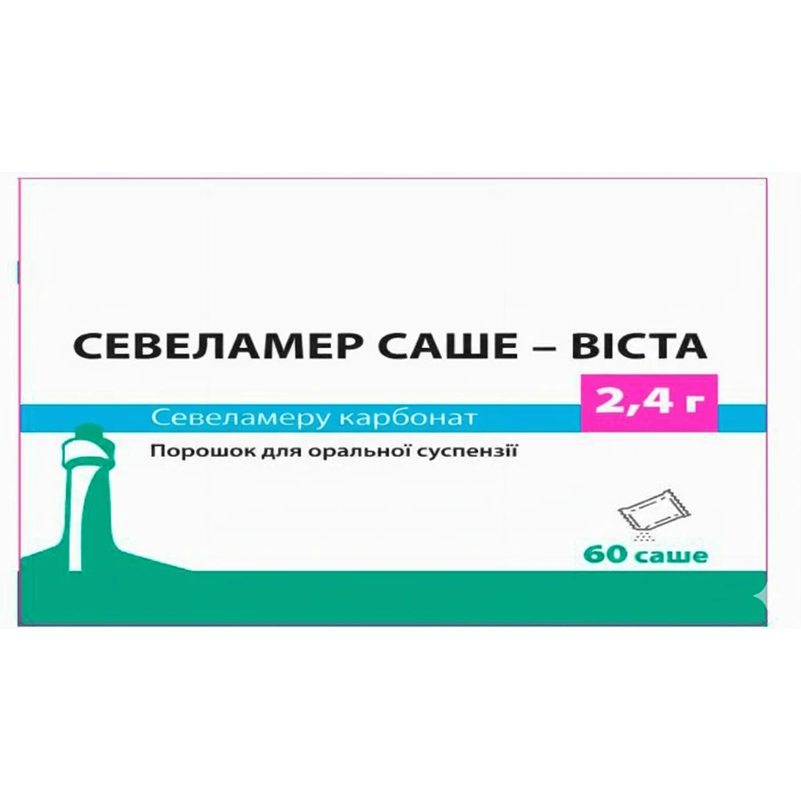 Севеламер саше-Віста порошок для оральної суспензії 2.4 г, саше, №60 : ціни та характеристики