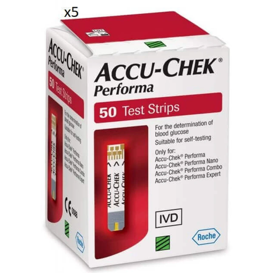 Тест-полоски для счетчика Accu-Chek Performa, 5x50 штук, Roche: цены и характеристики