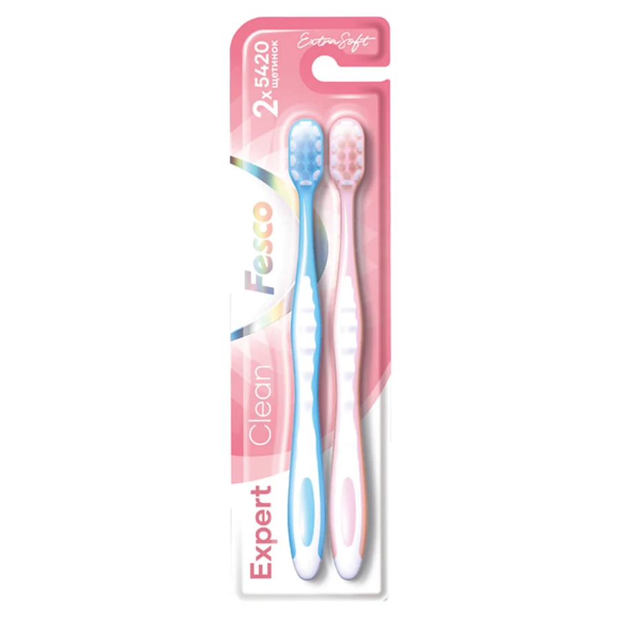 Зубная щетка Fesco Expert Clean розовая и голубая 2 шт: цены и характеристики