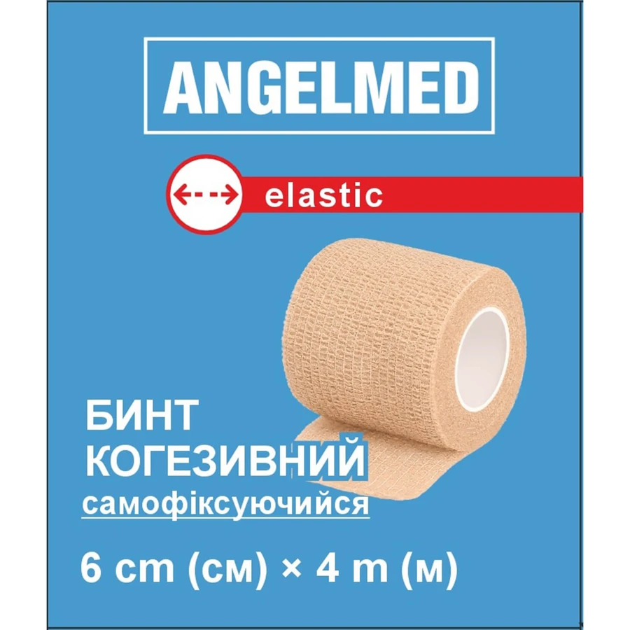 Бинт медичний самофіксуючий Angelmed когезивний еластичний (тканий) розмір 6 см х 4 м 1 шт: ціни та характеристики