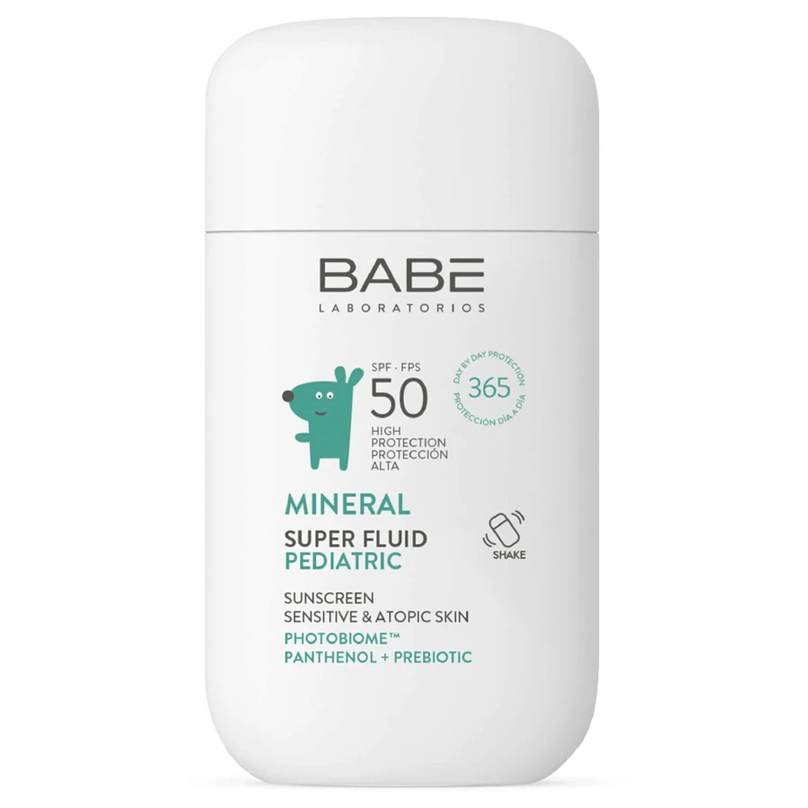 Флюид детский Babe Laboratorios Pediatric солнцезащитный минеральный SPF 50 с пантенолом и пребиотиком 50 мл: цены и характеристики