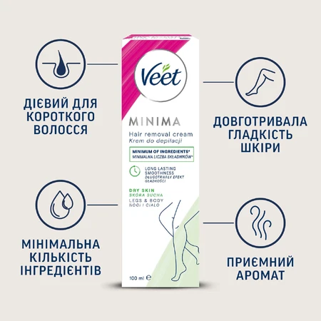 Крем для депіляції Veet Minima для сухої шкіри 100 мл : ціни та характеристики