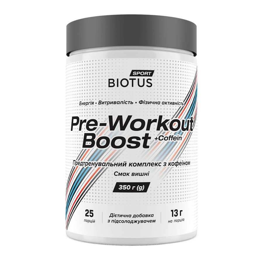 Предтренировочный комплекс Pre-workout Boost, Biotus, вкус вишни, 350 г: цены и характеристики