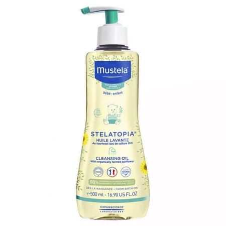 Mustela Stelatopia, очищувальна олія від народження, 500 мл + пом'якшувальний крем для обличчя, 40 мл безкоштовно: ціни та характеристики