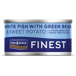 Fish4Dogs Консервы для собак Finest с белой рыбой, сладким картофелем и зеленой фасолью 85 г