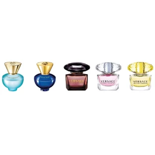 Versace Miniatures Collection Crystal Noir Туалетна вода, 5 мл + Dylan Turquoise Туалетна вода, 5 мл + Yellow Diamond Туалетна вода, 5 мл + Bright Crystal Туалетна вода, 5 мл + Pour Femme Dylan Blue Парфумована вода, 5 мл