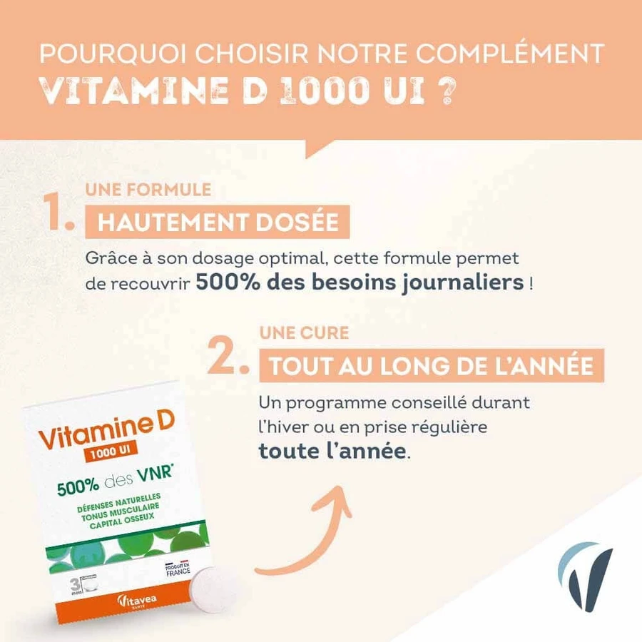Vitavea Santé Vitamins D 1000 МО 500% des VNR* 90 таблеток: ціни та характеристики