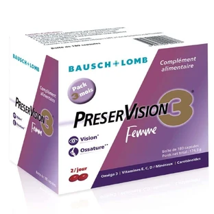 Дієтична добавка для очей та кісток для жінок Bausch&Lomb Preservision 3 180 капсул