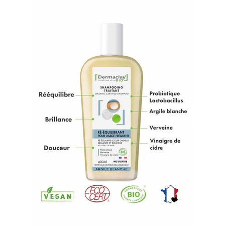 Dermaclay Shampoing BIO Probiotique pour Usage Fréquent Argilla Blanc 400 мл: цены и характеристики