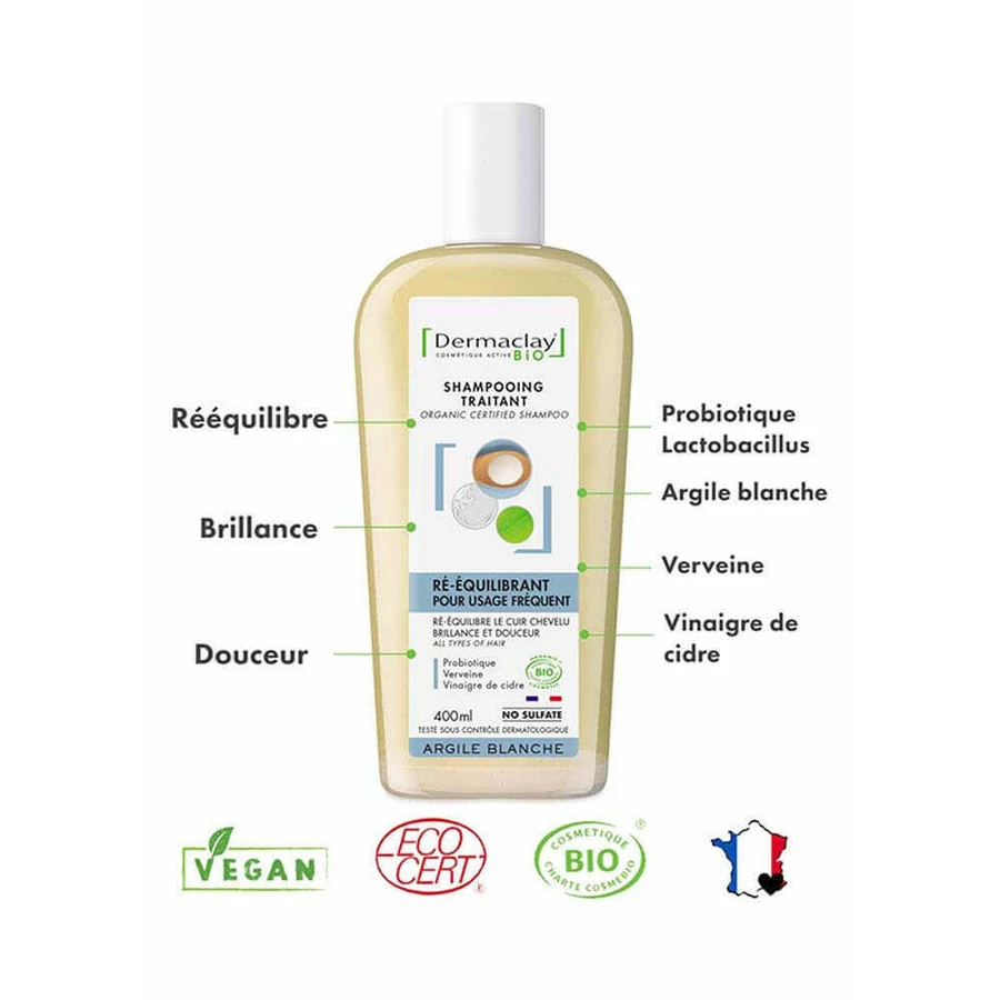 Dermaclay Shampoing BIO Probiotique pour Usage Fréquent Argilla Blanc 400 мл: цены и характеристики