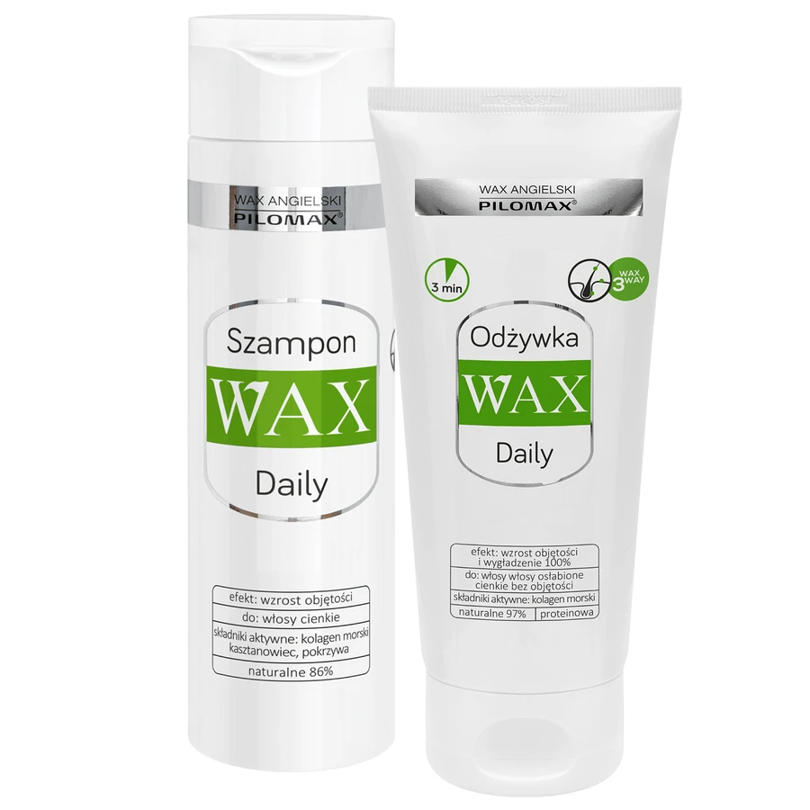 WAX Pilomax Daily набір, шампунь для тонкого волосся без об'єму, 200 мл + кондиціонер для пошкодженого, тонкого волосся без об'єму, 200 мл: ціни та характеристики