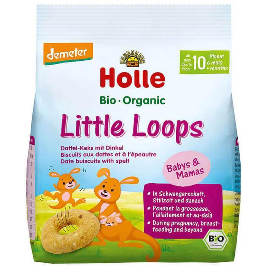 Holle Печиво з полби та вівсянки з фініком Bio, Little Loops, з 10 місяців, 80 г: ціни та характеристики
