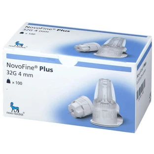 NovoFine Plus, голки для інсулінових ручок, 32G (0,23/ 0,25 мм) x 4 мм, 100 штук