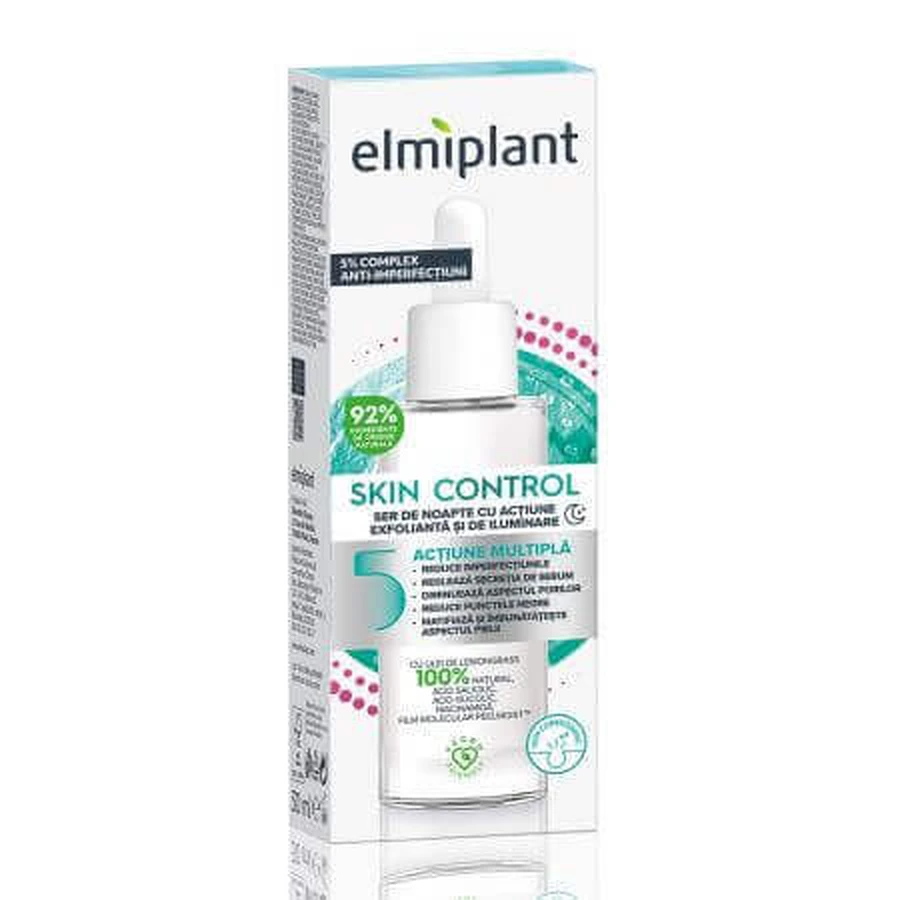 Нічна сироватка з відлущувальною дією Skin Control, 30 мл, Elmiplant: ціни та характеристики