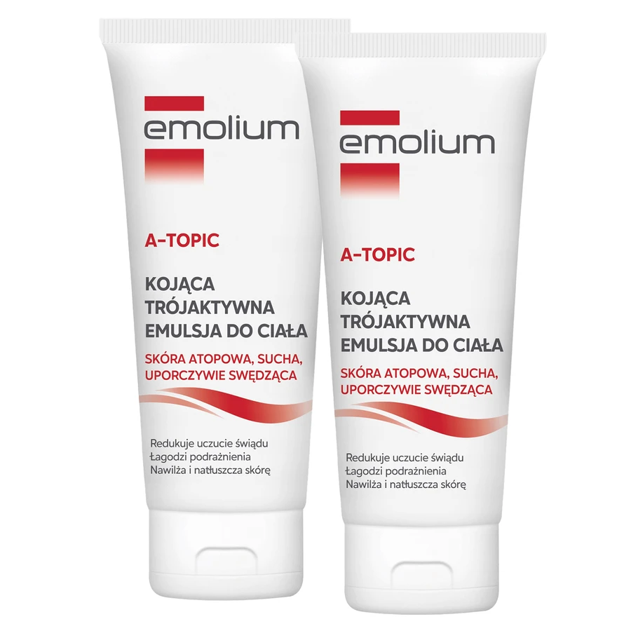 Набір Emolium A-Topic, триактивна емульсія для тіла для атопічної, сухої та постійно сверблячої шкіри, від 1 місяця, 2 х 200 мл: ціни та характеристики