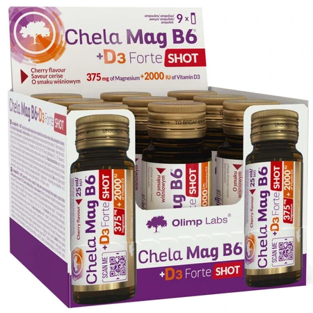 Olimp Chela-Mag B6 + D3 Forte Shot, ампулы, со вкусом вишни, 9 x 25 мл: цены и характеристики