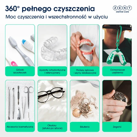 Zent Ultrasonic Cleaner, ультразвуковий очищувач з УФ лампою для ортодонтичних кап, протезів, брекетів: ціни та характеристики