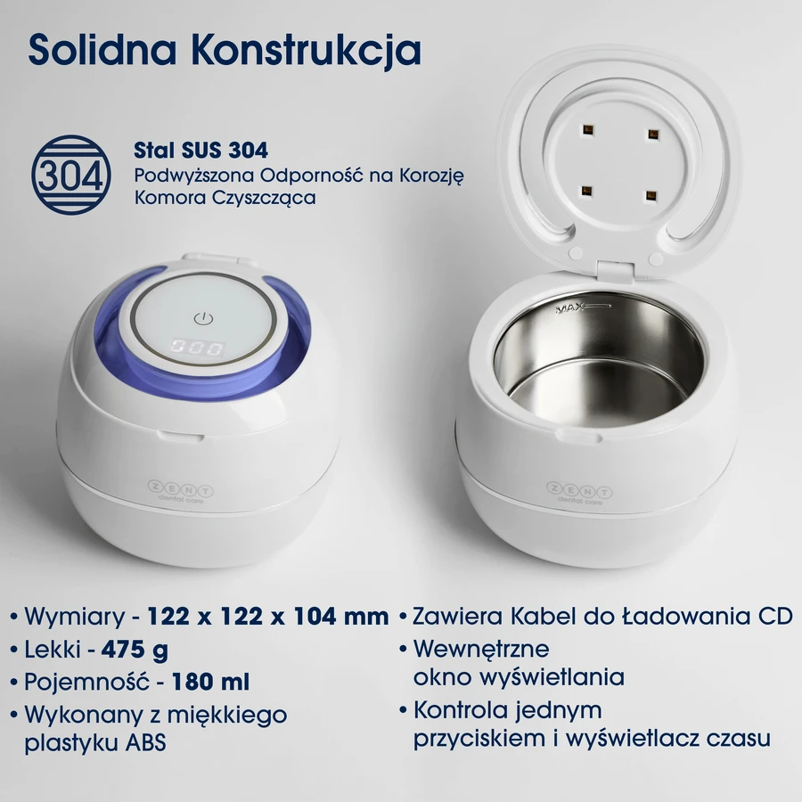Zent Ultrasonic Cleaner, ультразвуковий очищувач з УФ лампою для ортодонтичних кап, протезів, брекетів: ціни та характеристики