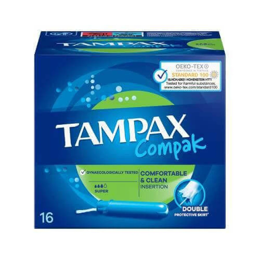 Тампони Tampax Compak Super з аплікатором, 16 шт.: ціни та характеристики