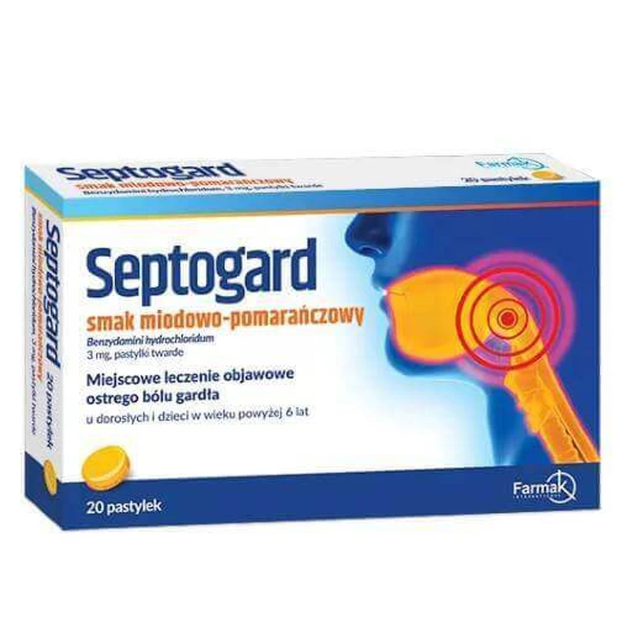 SEPTOGARD медово-апельсиновий смак, 20паст: ціни та характеристики
