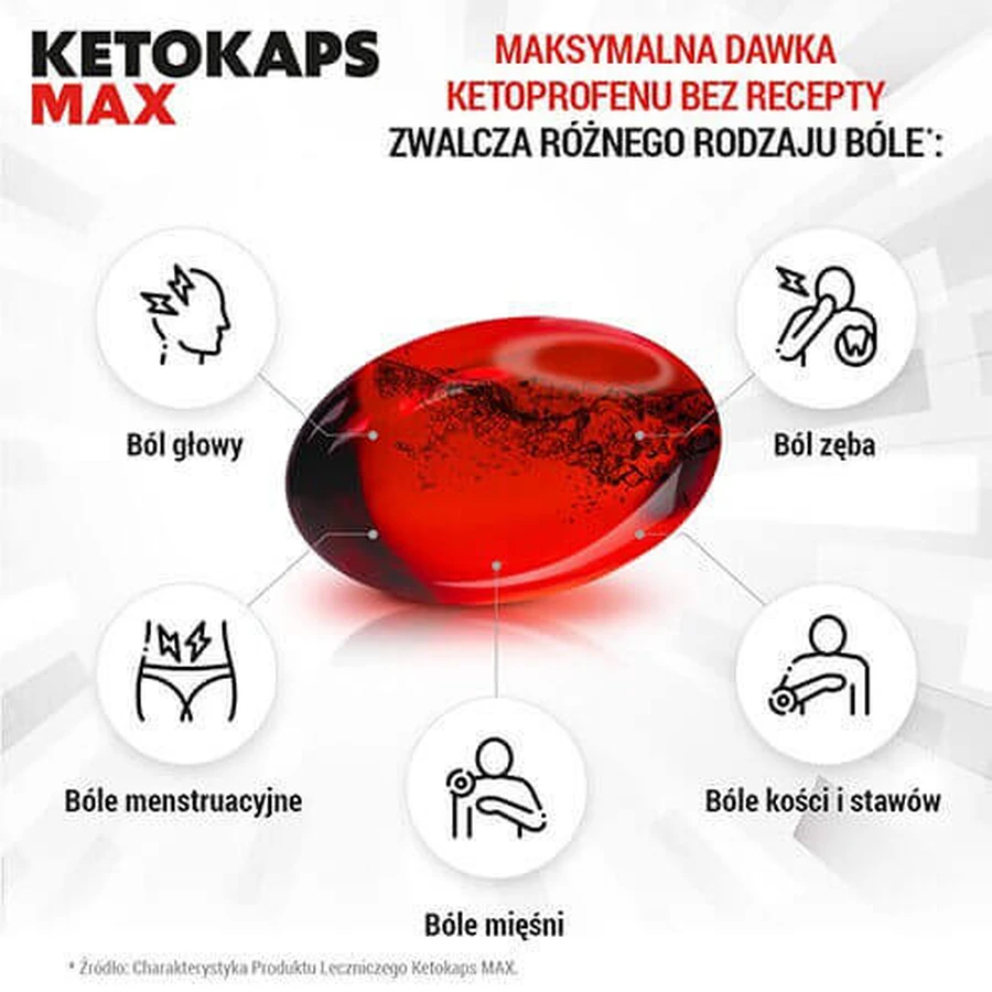 KETOKAPS MAX 50 мг, кетопрофен сильный анальгетический и противовоспалительный препарат (кетонал) - 10 капсул: цены и характеристики