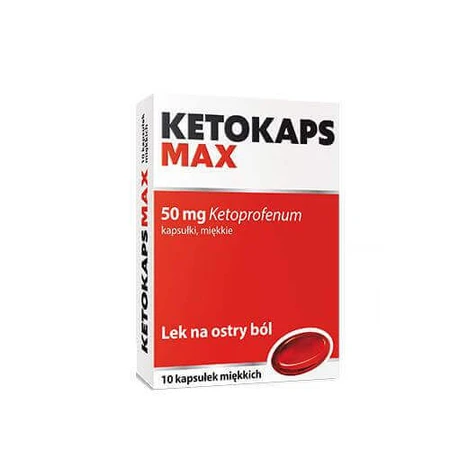 KETOKAPS MAX 50 мг, кетопрофен сильный анальгетический и противовоспалительный препарат (кетонал) - 10 капсул: цены и характеристики