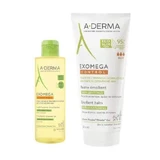 A-Derma Exomega Control Set Пом'якшувальний лосьйон проти подряпин, 200 мл + Пом'якшувальна олія для душу, 50 мл