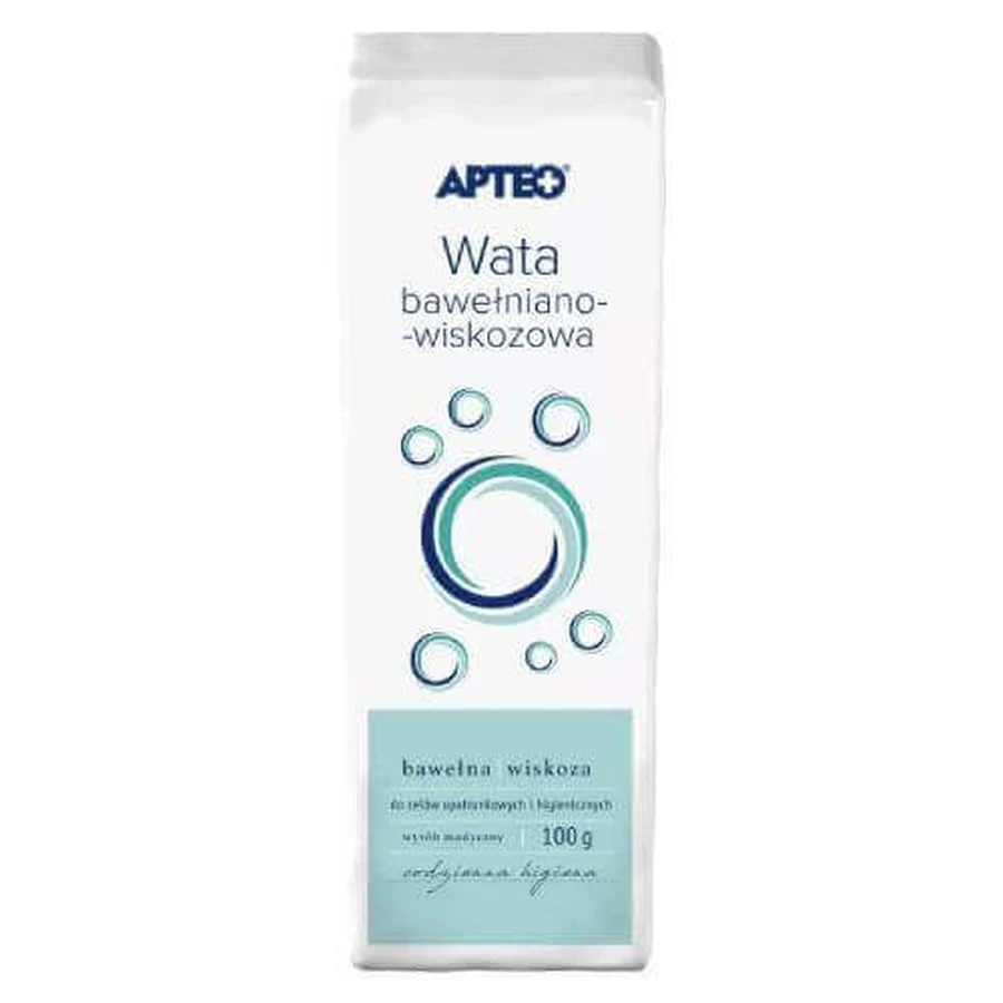 Вата для перевязки APTEO хлопок-вискоза, 100 г: цены и характеристики