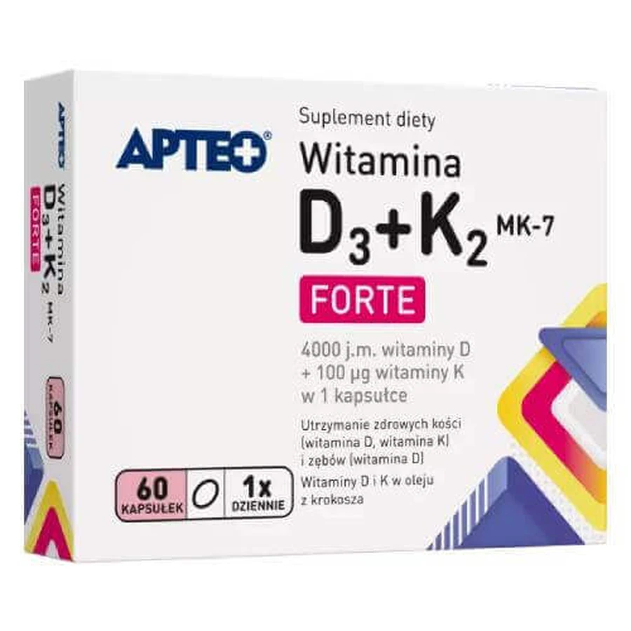 APTEO Витамин D3+K2 MK-7 Forte, 60 капсул: цены и характеристики