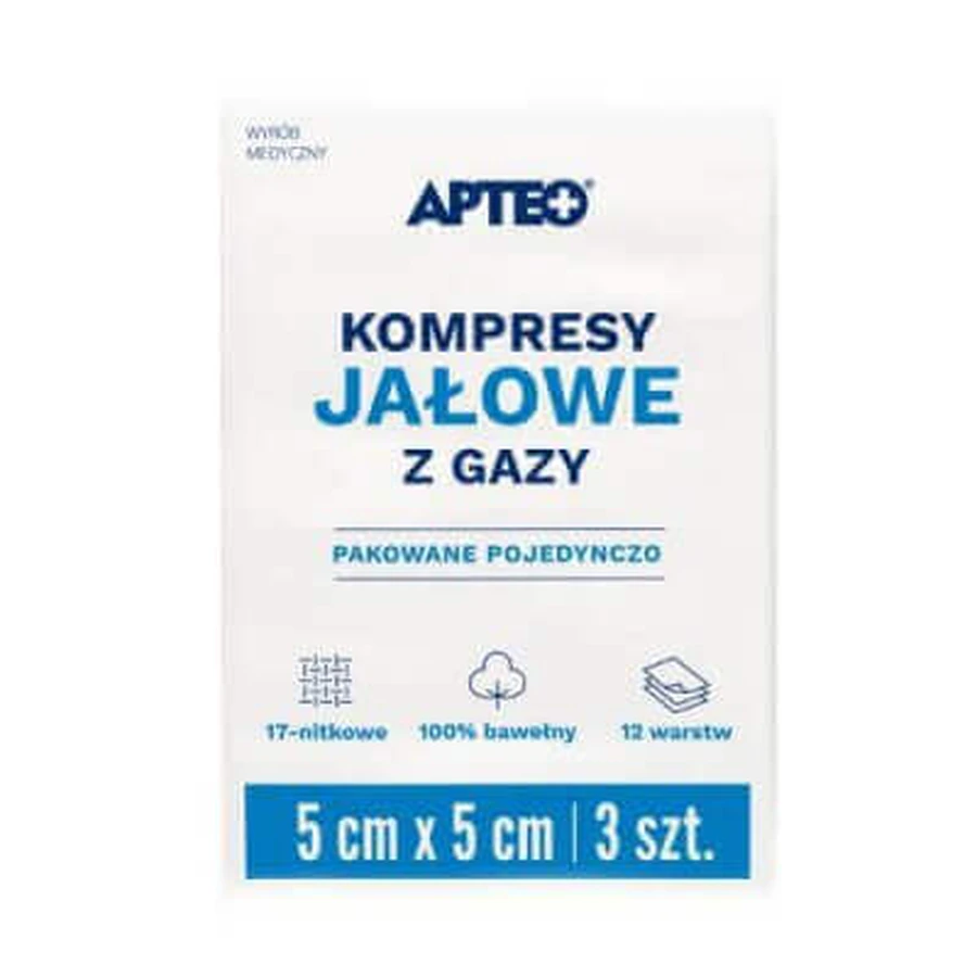 Марлеві тампони APTEO CARE стерильні 5x5 см, 3 шт.: ціни та характеристики