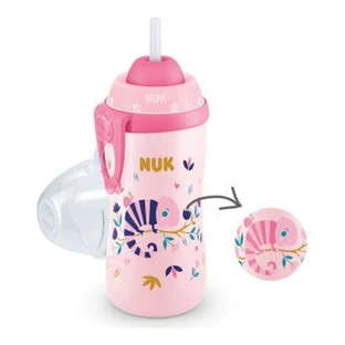 NUK FLEXI CUP Хамелеон меняющая цвет силиконовая чашка с соской и соломинкой 12м+, 300 мл