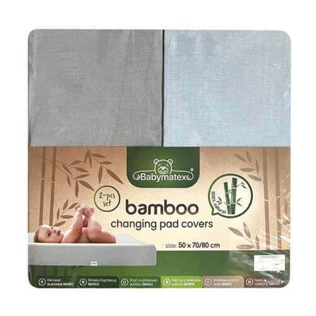 Накидка на пеленальний столик BabyMatex BAMBOO 50x70/80 синьо-сіра, 2 шт.: ціни та характеристики