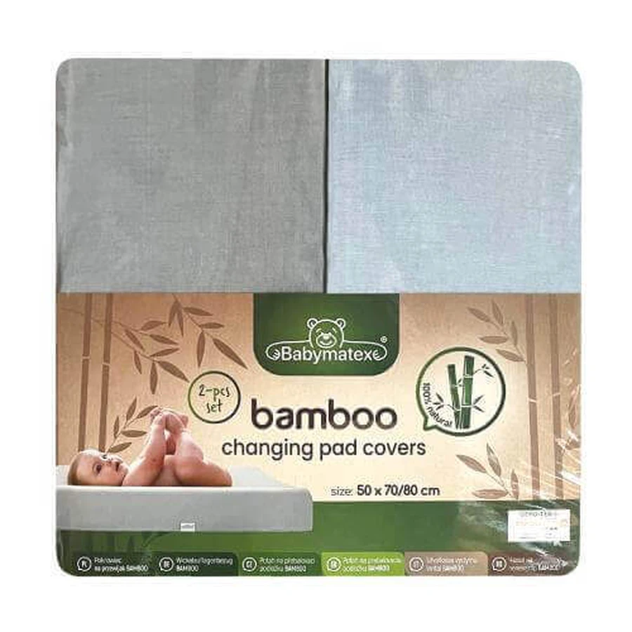 Накидка на пеленальний столик BabyMatex BAMBOO 50x70/80 синьо-сіра, 2 шт.: ціни та характеристики