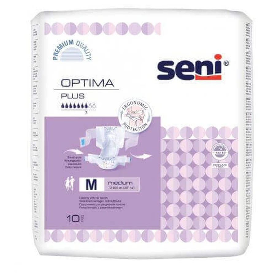 SENI OPTIMA PLUS MEDIUM Подгузники с поясным ремнем, 10 шт.: цены и характеристики