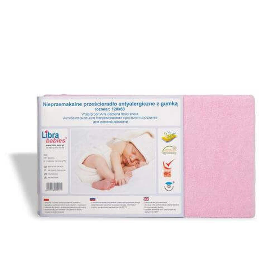 Простирадло водонепроникне Libra-Babies 120x60см рожеве: ціни та характеристики