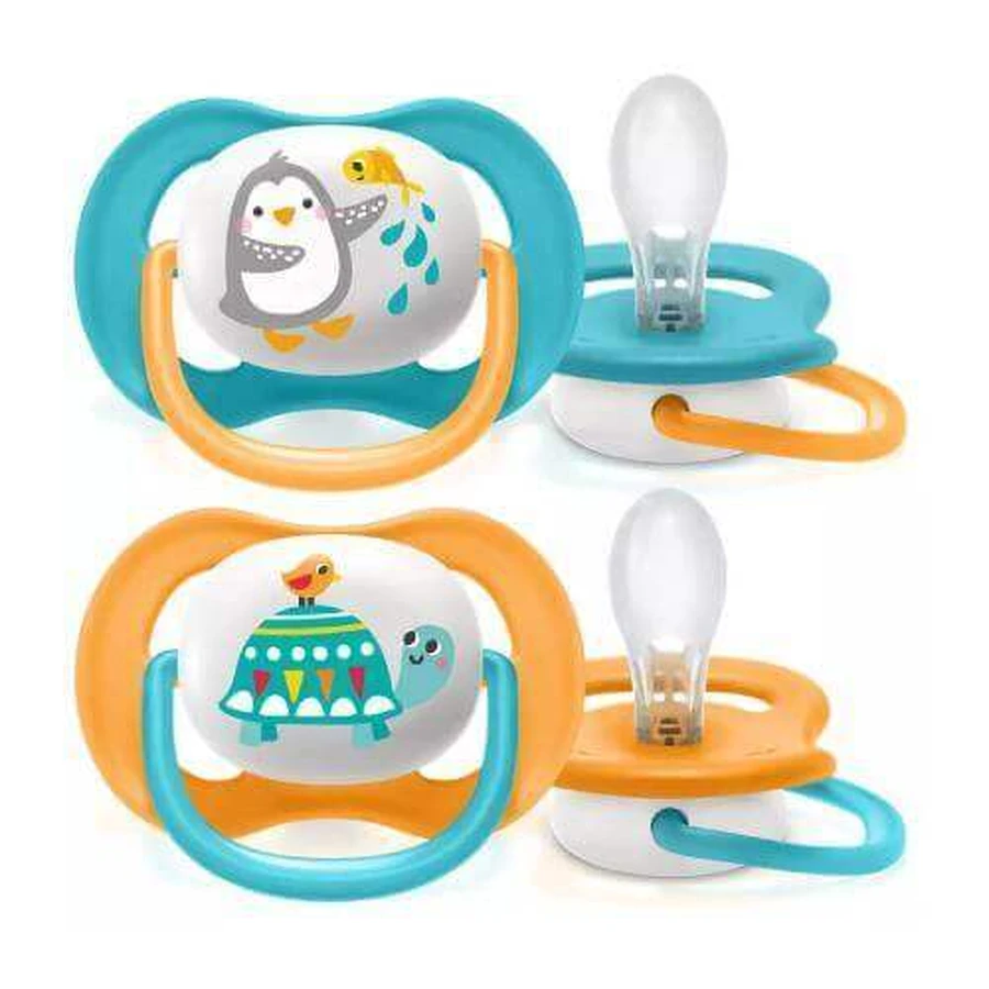 Пустышка AVENT Ultra Air SCF080/07 6-18м пингвин/черепаха, 2 шт.: цены и характеристики
