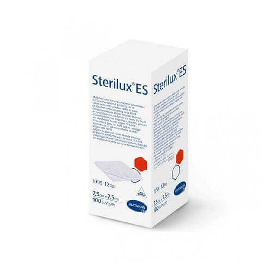 STERILUX ES нестерильні 17-ти ниткові 12-ти шарові марлеві тампони 7,5см х 7,5см, 100 шт.: ціни та характеристики