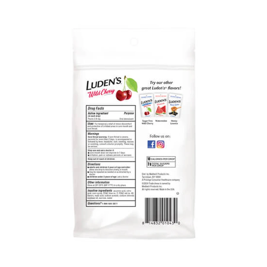 Леденцы с пектином Luden's успокаивающие для горла и полости рта, дикая вишня, 30 шт.: цены и характеристики