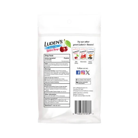 Леденцы с пектином Luden’s успокаивающие для горла и полости рта, дикая вишня, без сахара, 25 шт.: цены и характеристики
