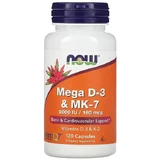 Вітаміни D3 і К2 Now Foods Mega D-3 & MK-7 5000 МО/180 мкг, 120 капсул