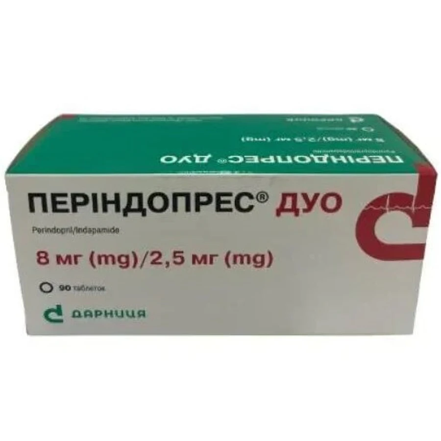 Періндопрес Дуо 8 мг/2,5 мг таблетки, блістер №90: ціни та характеристики