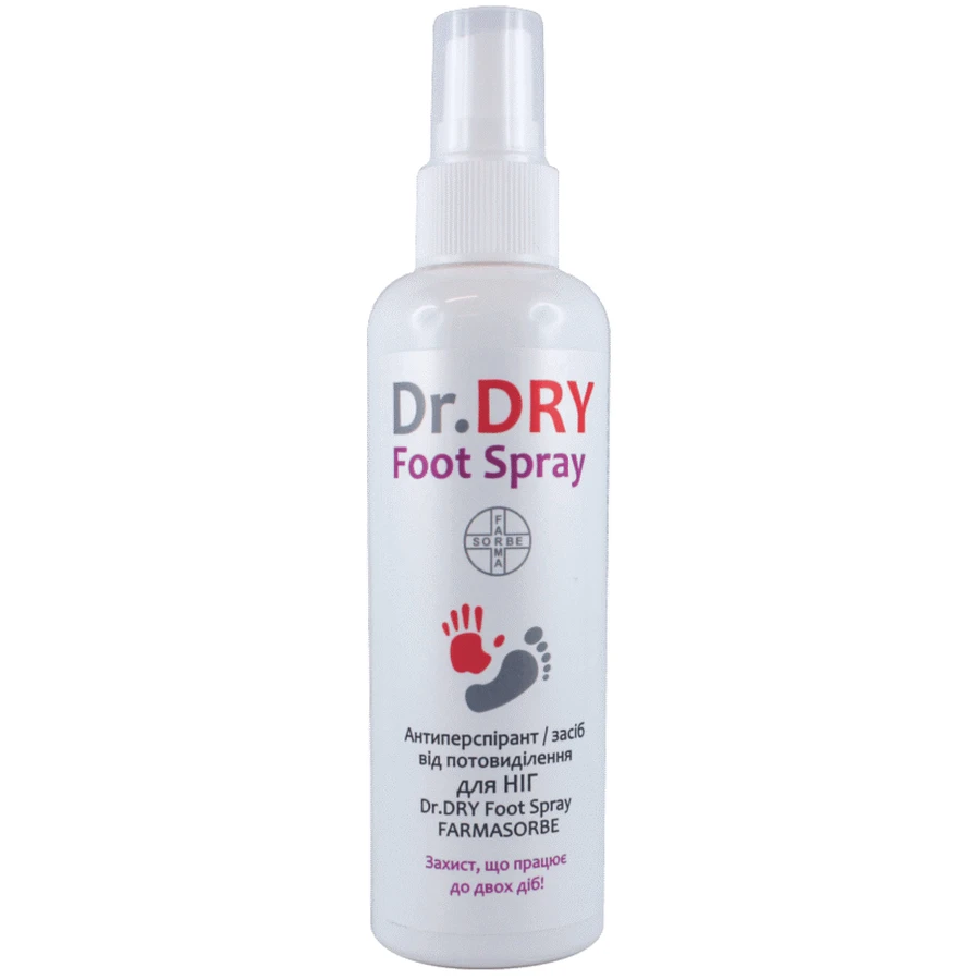 Антиперспирант/средство от потоотделения для НОГ Dr.DRY Foot Spray FARMASORBE, 100 мл: цены и характеристики