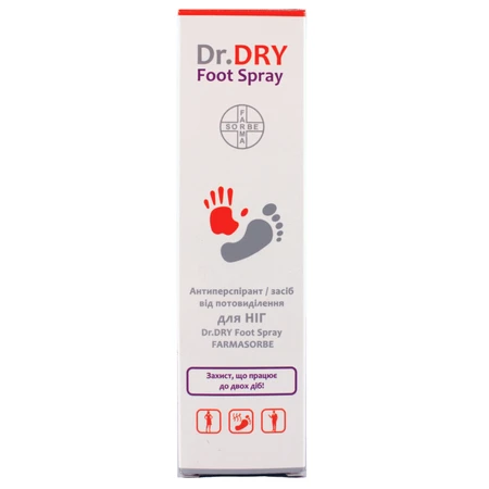 Антиперспирант/средство от потоотделения для НОГ Dr.DRY Foot Spray FARMASORBE, 100 мл: цены и характеристики