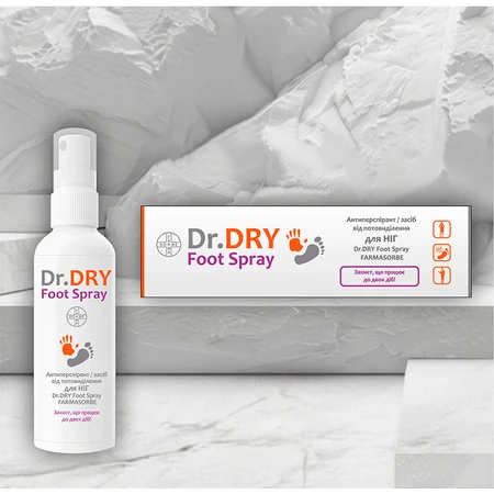Антиперспирант/средство от потоотделения для НОГ Dr.DRY Foot Spray FARMASORBE, 100 мл: цены и характеристики