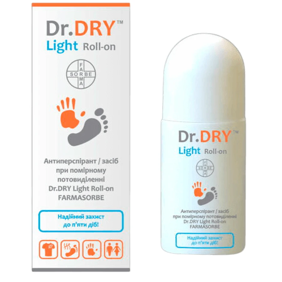 Антиперспірант/засіб при помірному потовиділенні Dr.DRY Light Roll-on FARMASORBE, 50 мл: ціни та характеристики