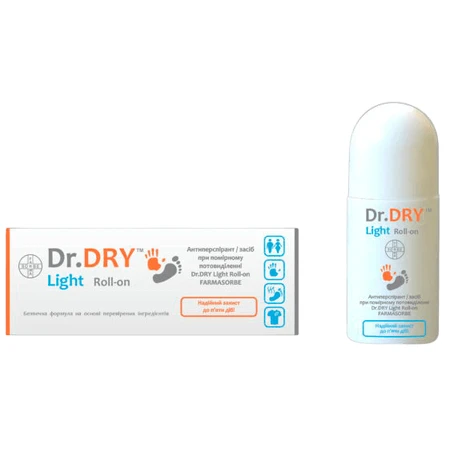 Антиперспірант/засіб при помірному потовиділенні Dr.DRY Light Roll-on FARMASORBE, 50 мл: ціни та характеристики