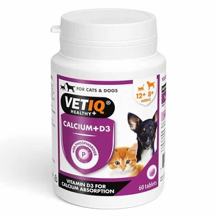 VetIQ Kalsium Plus Cats & Dogs Витаминный комплекс с кальцием и витамином D3 для собак и кошек, 60 шт